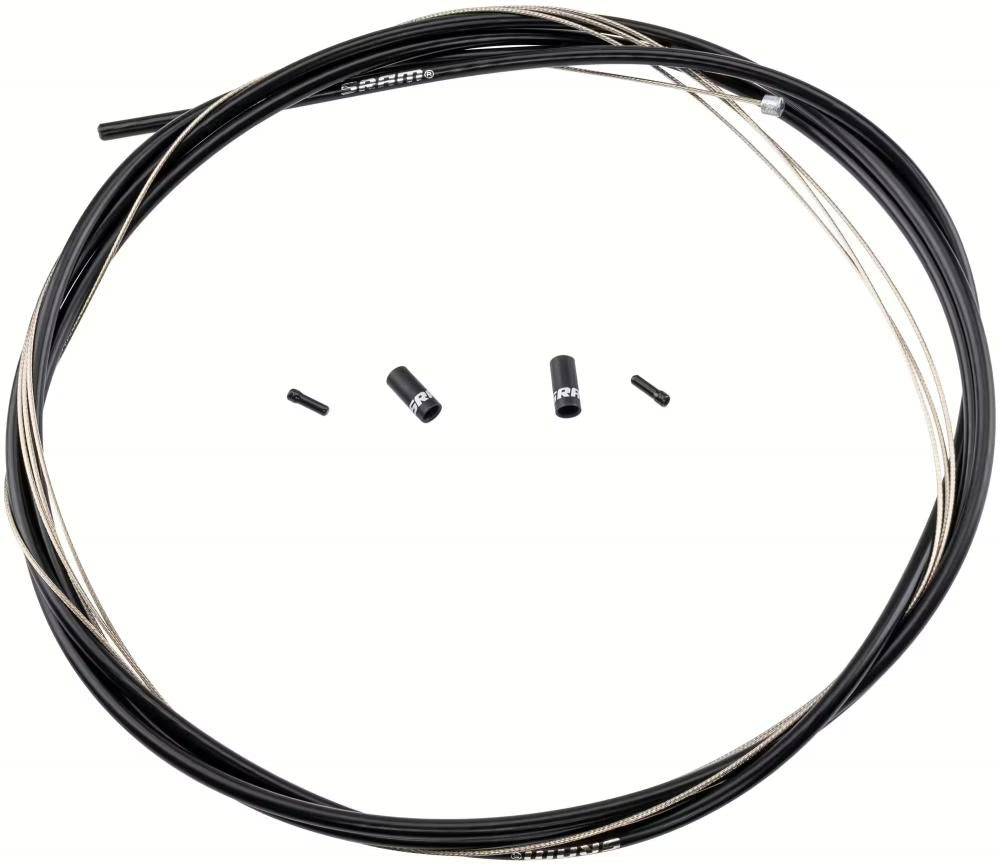 SRAM Brems- & Schaltzug Set Schaltzug-Set "SlickWire"nRenn und MTB - bestehend aus: Außenhülle 2000mm (4mm Nylon umflochten) 1x Innenzug 2300mm (1 2mm Edelstahl beschichtet) 2x Anschlaghülsen 2x Endhülsen schwarz