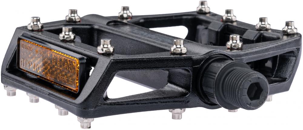 Contec Plattformpedale 2Black MTB - Aluminium, austauschbare Pins, Kugellager, CrMo-Achse, 9/16 Zoll, schwarz