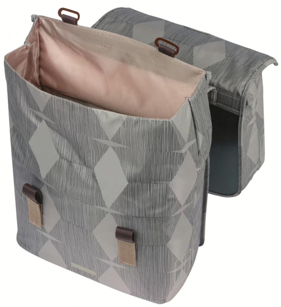 Basil Elegance - Doppeltasche MIK 2.0 49 Liter - recyceltes PET wasserabweisender Faltverschluss voll gefüttert vormontierte MIK-Adapterplatte reflektierend - Doppelpacktasche - Dreifachtasche