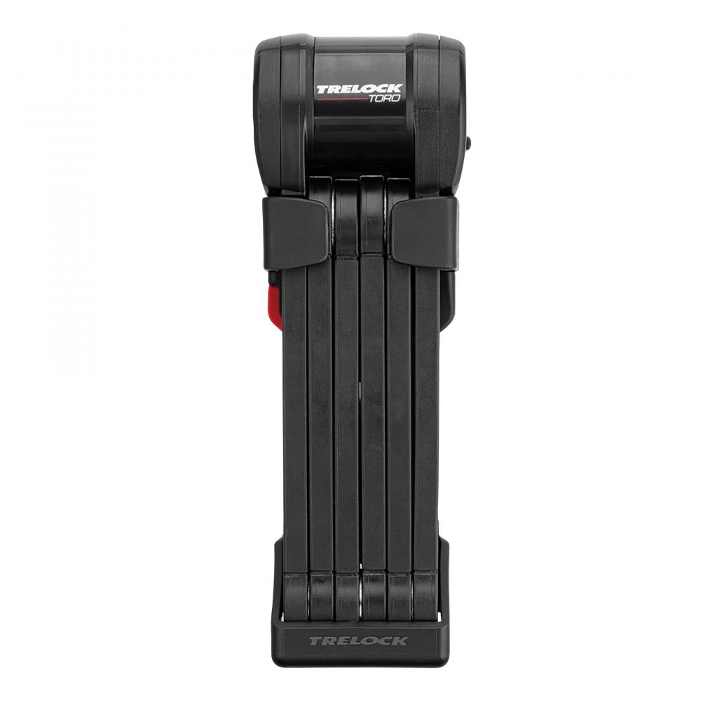 TRELOCK Faltschloss FS 580 TORO 90 cm, Sicherheitsstufe 5, mit X-PRESS Halterung, auf weißem Hintergrund.