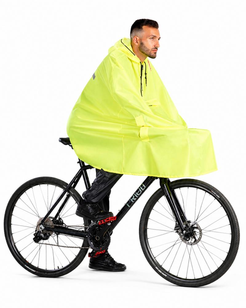 CHIBA Regenponcho - wasserdicht, winddicht, neongelb, Größe M/L