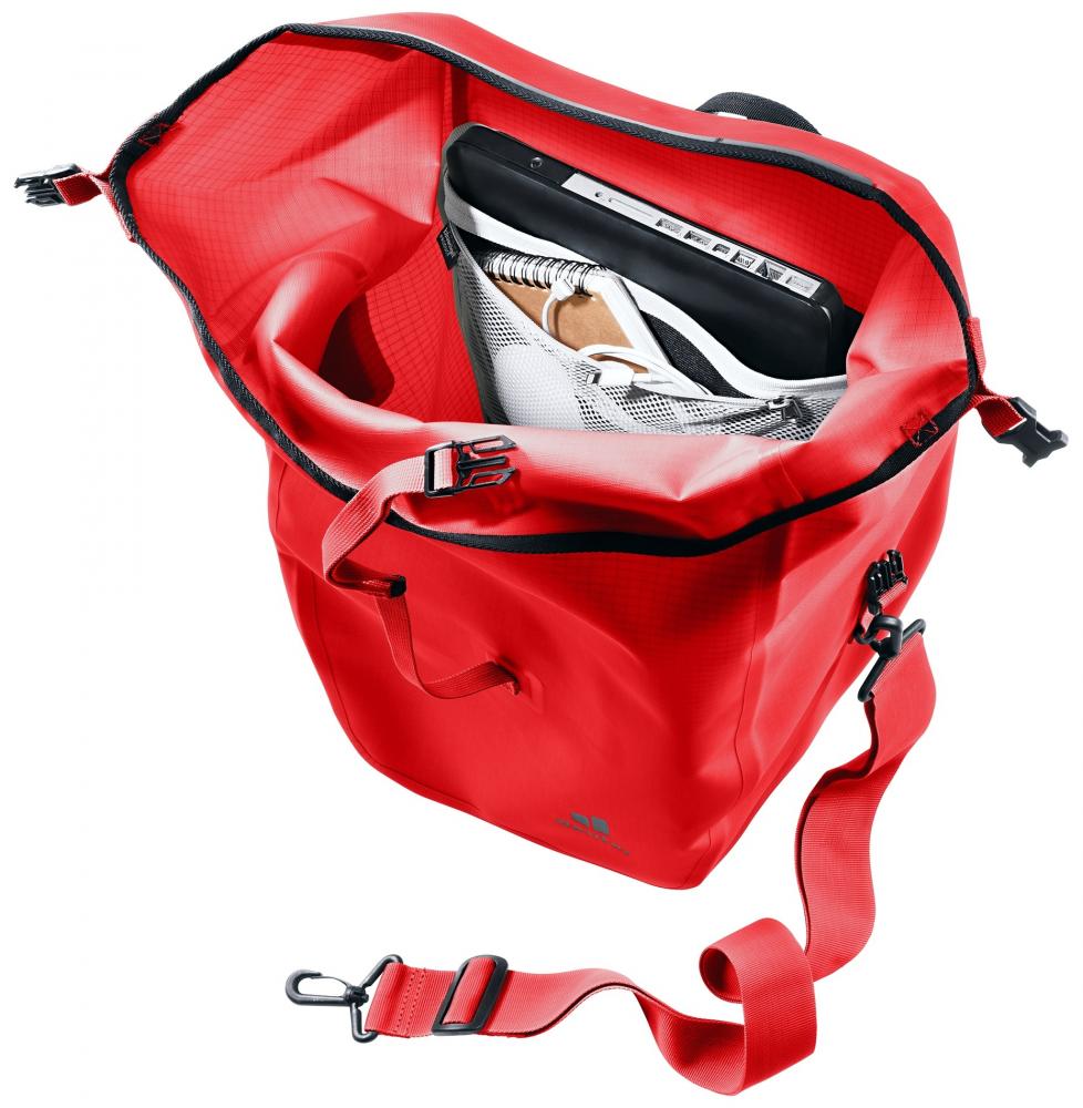 Deuter Visby 25+5 Fahrradtasche 25 Liter - wasserdicht mit BagFix-Halterung in Cherry-Rot