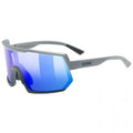 uvex sportstyle 235, rhino deep space matt/mirror blue, Sportbrille mit verspiegeltem Oversize-Shield und uvex supravision® Antifog-Beschichtung für 100% UV-Schutz und maximalem Sichtfeld