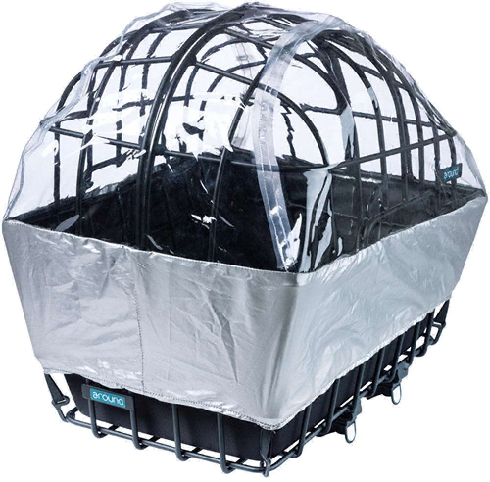 Pieper Luna Regenhaube für Hundefahrradkorb, silber-transparent, wasserabweisend und reflektierend für Hinterradkorb.