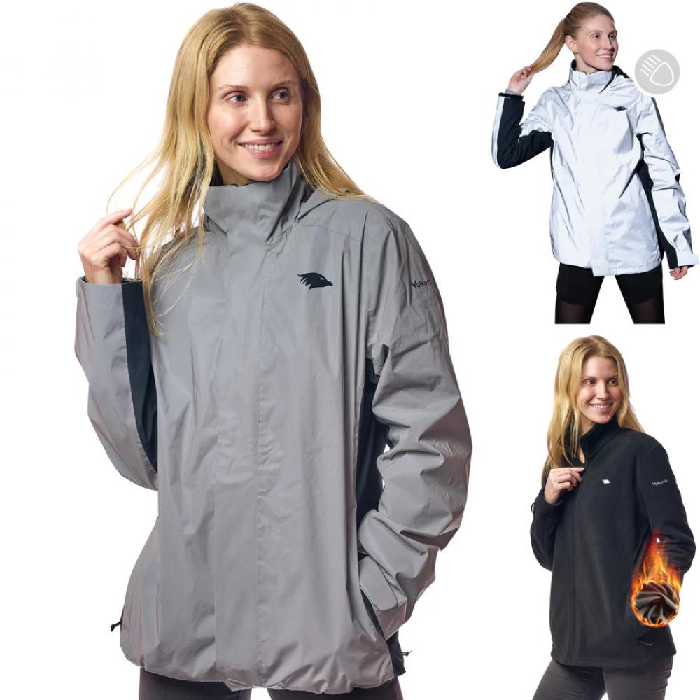 Valkental Damenjacke 3in1 Smart Jacket wasserdichte Jacke mit Fleece Zipp-In XL grau