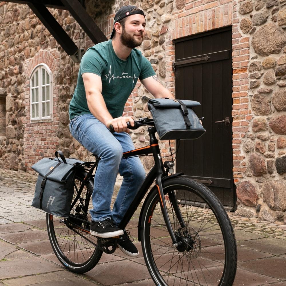 Haberland Einzeltasche Melan I 4 nature anthrazit/reflex - nachhaltige Gepäckträgertasche neueste Version
