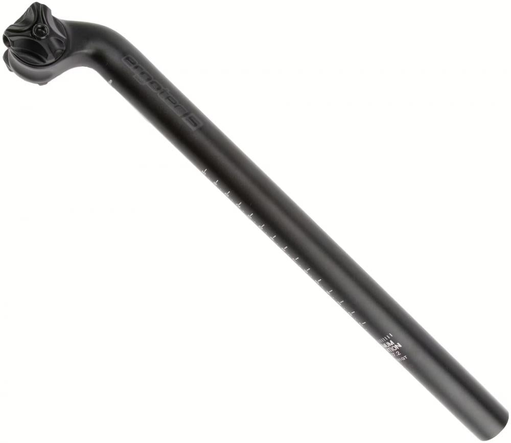 Schwarze Ergotec Patentsattelstütze Viper ø31,6 L400mm Level 5 für Fahrräder.