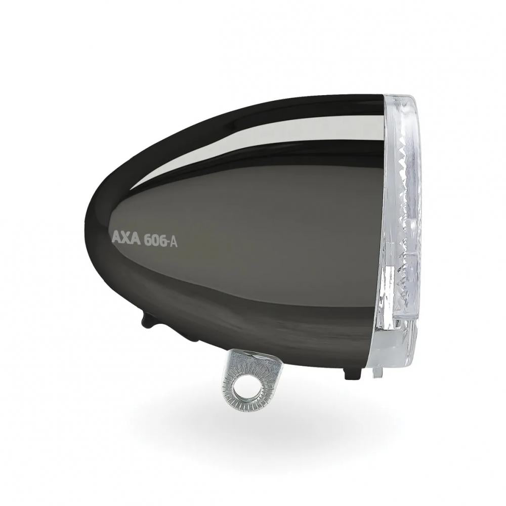 Axa Dynamo-Fahrradscheinwerfer 606 Auto LED schwarz chrom, StVZO-zugelassen, mit Montagehalterung.