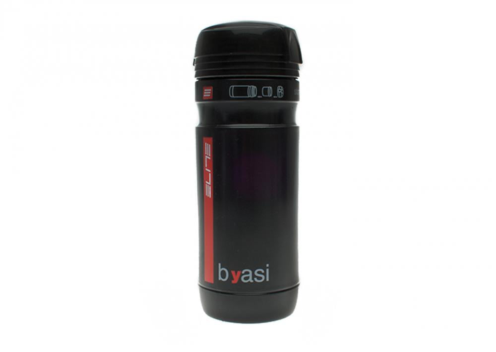 Elite BYASI Transportflasche schwarz, 550ml, Ø74mm, ideal für Werkzeugaufbewahrung, passt in Standard-Flaschenhalter, robustes Design