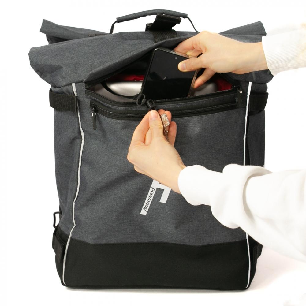 Haberland Rucksack-Doppeltasche Double Loader anthrazit - flexible Gepäckträger- und Rucksacklösung