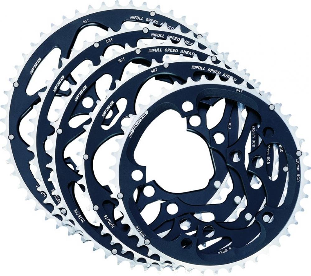 FSA Kettenblatt Road Alloy 5-Arm 2x 130 mm x 38 T Schwarz/silber - präzise Schaltperformance