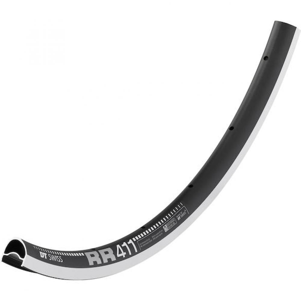 DT Swiss RR 411 Asymmetric 28"/700C 24 Loch Rennrad-Felge schwarz, leicht und steif.