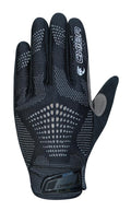 CHIBA Gel Performer Radhandschuhe schwarz mit weißen Punkten, Gelpolster, Touchfunktion und CHIBA Logo.