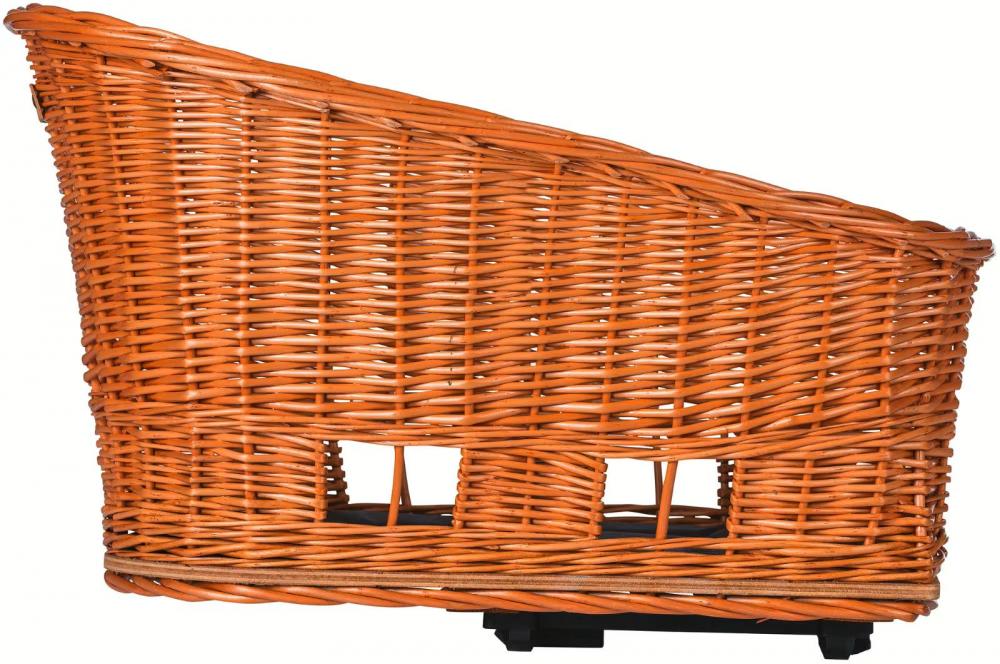 Basil Pasja MIK 2.0 L brauner Weidenkorb für Tiere, Gepäckträgerkorb mit vormontierter MIK-Adapterplatte.