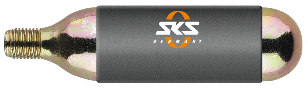 SKS CO2-Ersatzkartusche 24 g mit Gewinde, kompatibel mit SKS Airgun, ideal für schnelles Aufpumpen von Fahrradreifen, inklusive Kälteschutz für sicheres Handling