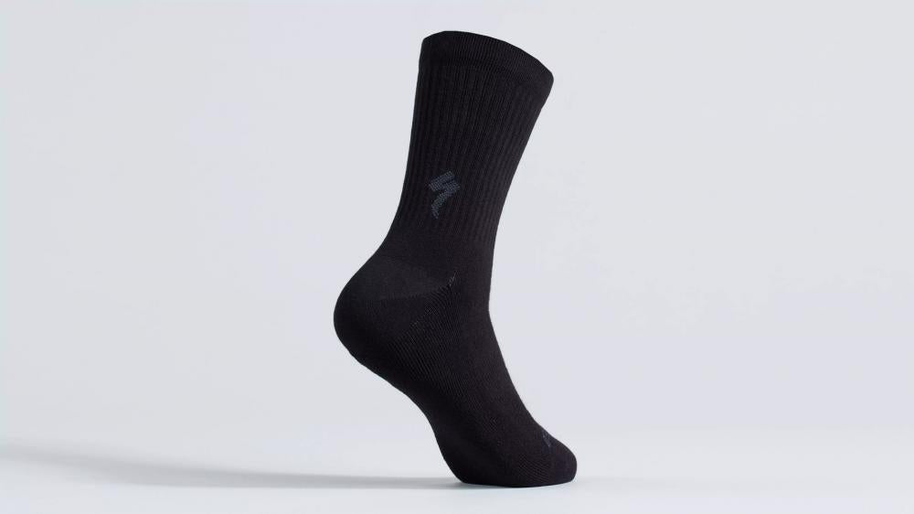 COTTON TALL SOCK BLK S - Hochwertige schwarze Baumwollsocken Größe S - Bekleidung