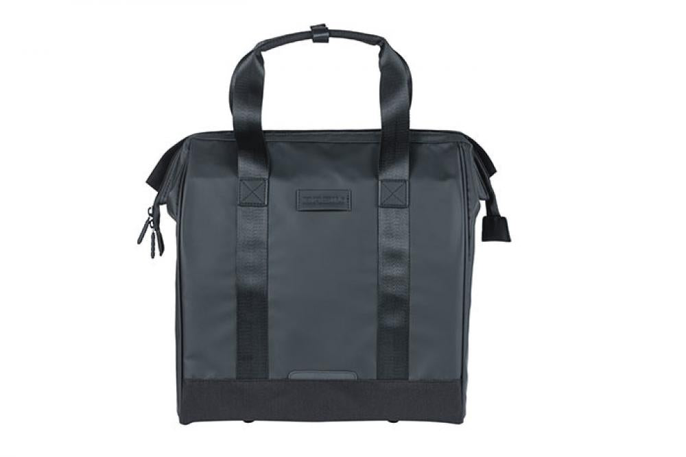Basil Shoppertasche Grand Tarpaulin schwarz Hook On-System Größe 34x19x35cm 23l