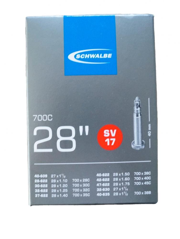 Schwalbe Fahrradschlauch SV17 für 28 Zoll / 700C Reifen, ETRTO 28-622 bis 47-622/635.
