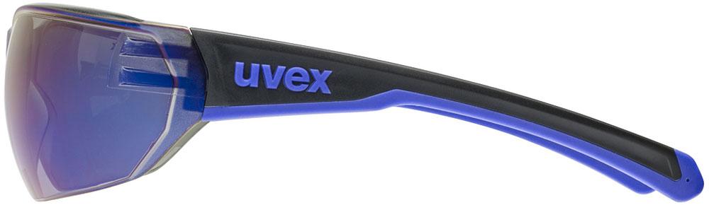 Uvex Equate Sportbrille - Schwarz-Blau, verspiegelte Gläser, 100% UV-Schutz, Litemirror-Beschichtung, weiche Bügel & Nasenpads für Komfort