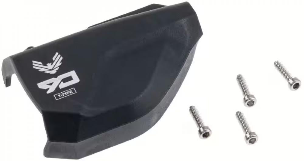 SRAM Eagle 90 Transmission Gehäusedeckel schwarz für Fahrradantrieb, mit T-TYPE Logo und Schrauben.