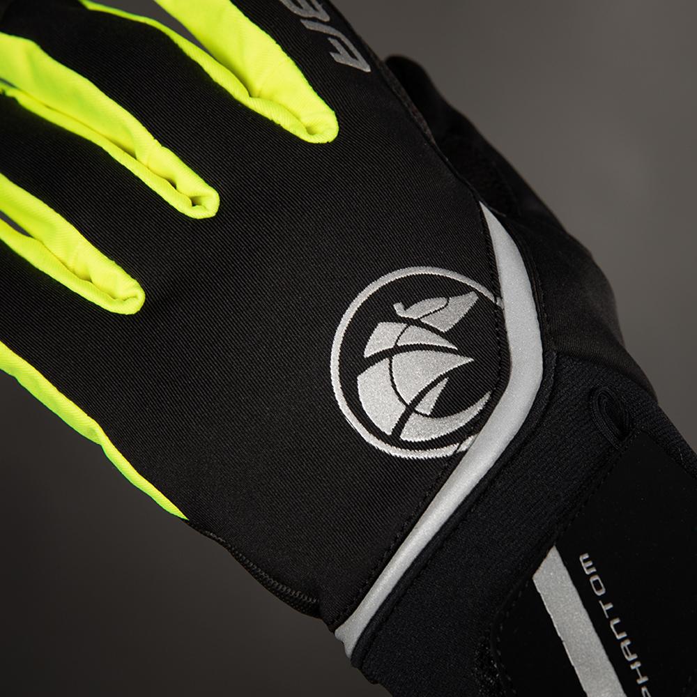 CHIBA Phantom - Radhandschuhe schwarz/neongelb, Softshell, winddicht, Touchfinger, Größe M