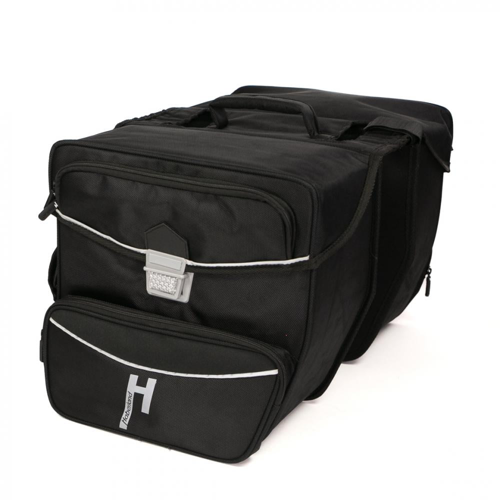 Haberland Doppeltasche 33l Max schwarz, robuste Gepäckträgertasche mit viel Stauraum für das Fahrrad.