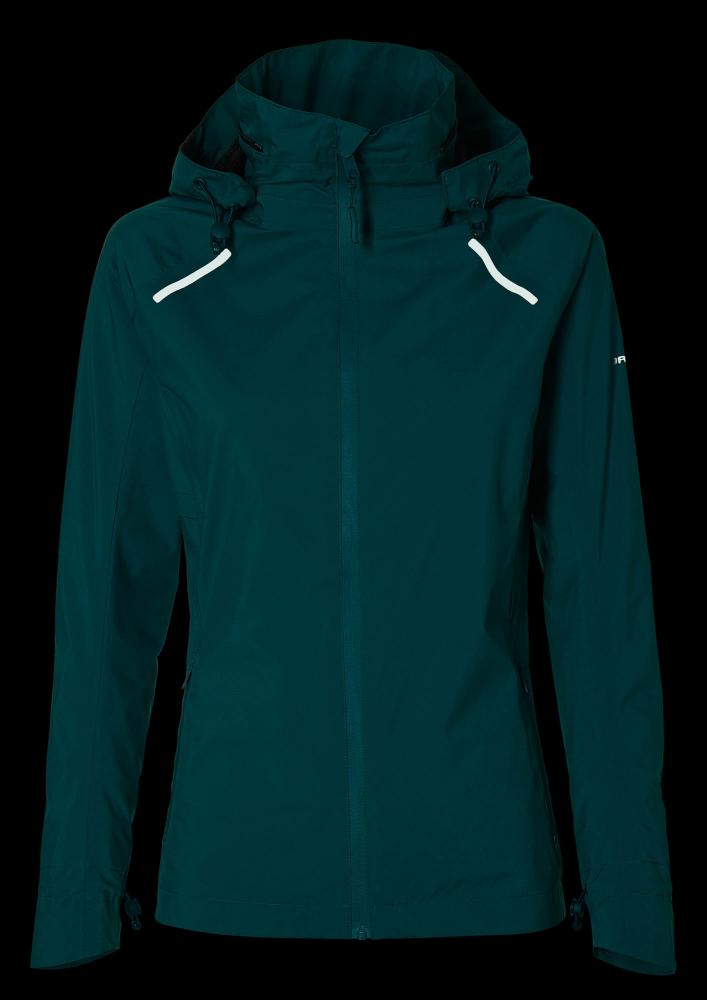 Basil Skane Damen Regenjacke teal green L - wind- & wasserdicht (10.000 WP/MVP), atmungsaktiv, taillierter Schnitt, DWR-Beschichtung, reflektierend & helmtaugliche Kapuze