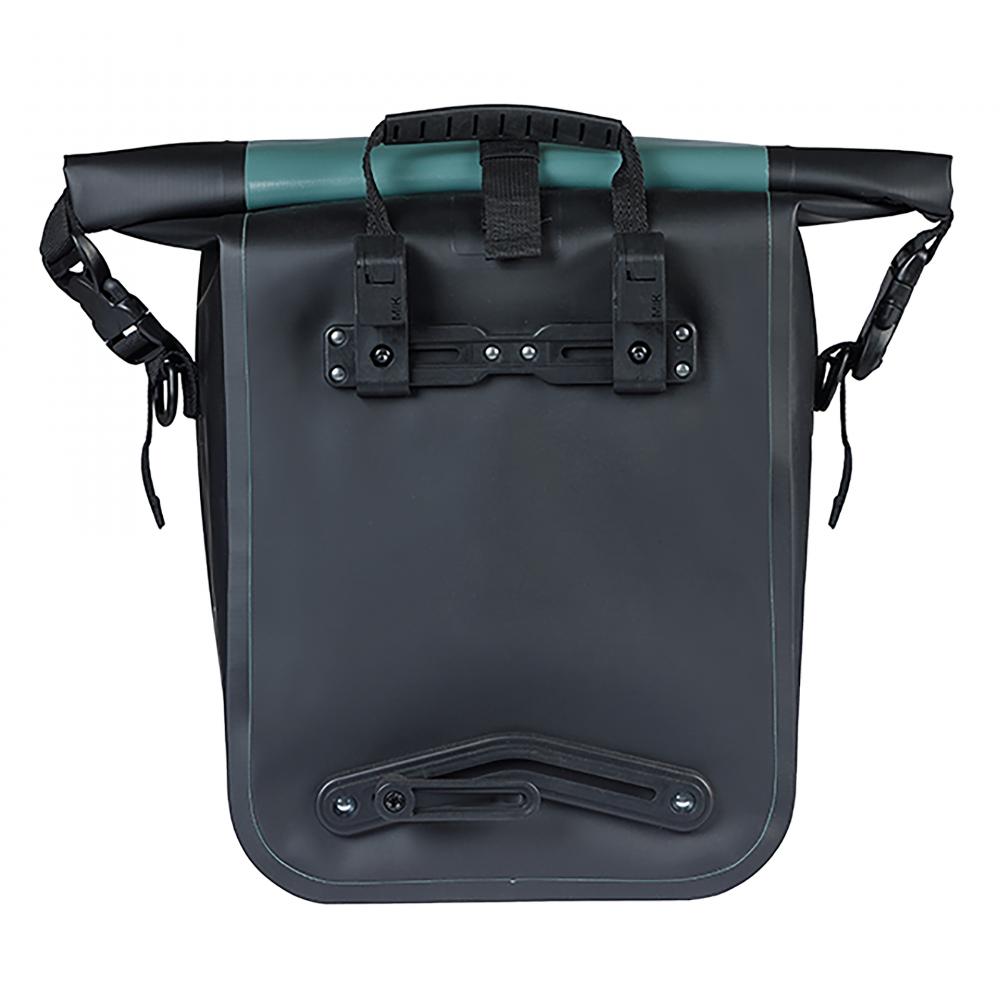 Basil Fahrradtasche Rivo M Einzeltasche 12-15L silbergrün-schwarz mit MIK Hooks Gepäckträgerbefestigung wetterfest