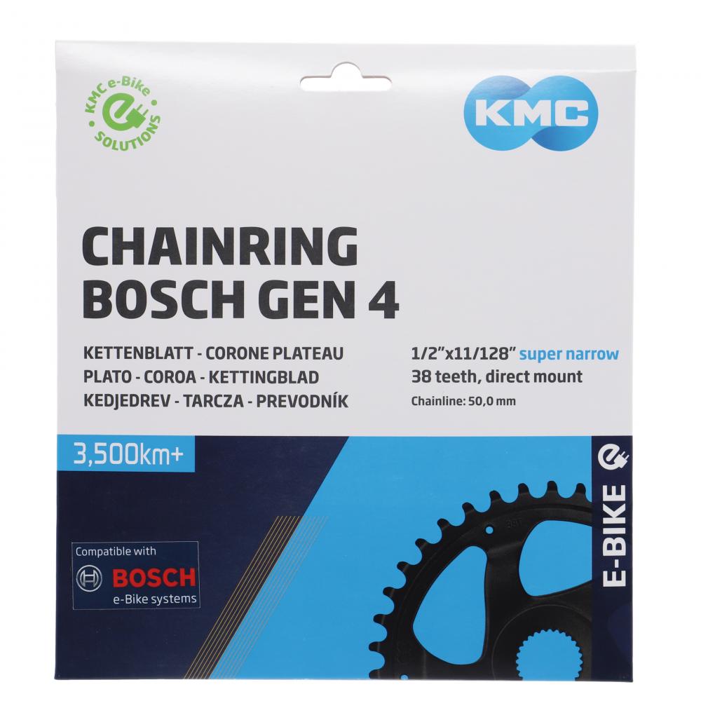 KMC E-Bike Kettenblatt 40 Zähne 11/128" Direct Mount CrMo Schwarz für Bosch Gen.4/5 Systeme.