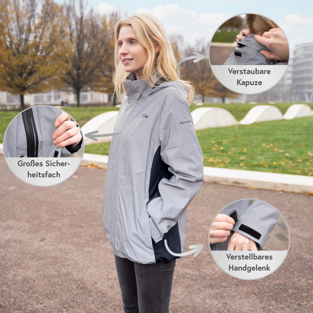 Valkental Damenjacke 3in1 Smart Jacket wasserdichte Jacke mit Fleece Zipp-In L grau