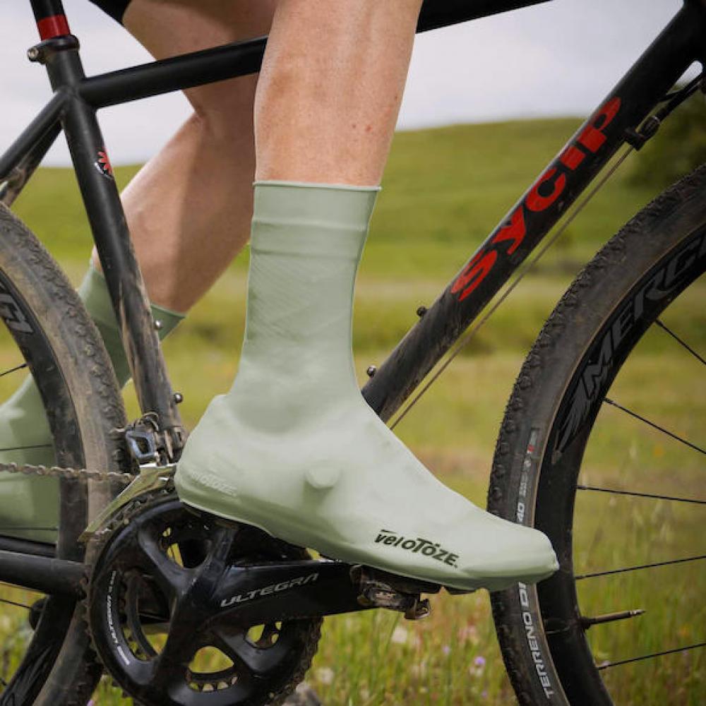 VeloToze Überschuh Silicone Snap Road lang L (43-46) dusty green - warm, wasserdicht & aerodynamisch