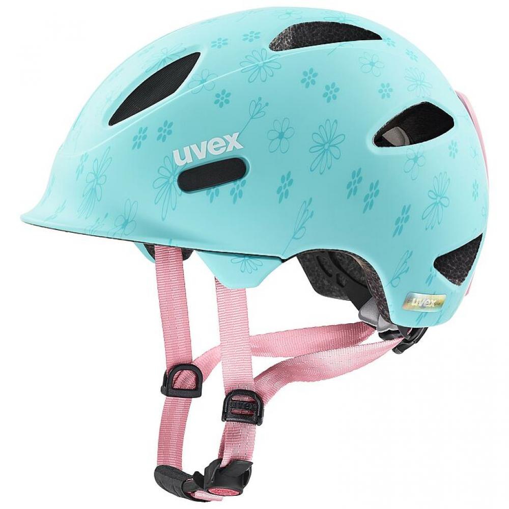 uvex oyo style - Kinderfahrradhelm 50-54 cm - flowers cyan matt - leicht, belüftet, anpassbar, erweiterbar mit LED-Licht, hoher Schutz & Komfort