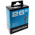 Impac Fahrradschlauch 26 Zoll, 40-60-559, 26x1.50-2.35 mit 40mm Dunlop-Ventil auf Verpackung.