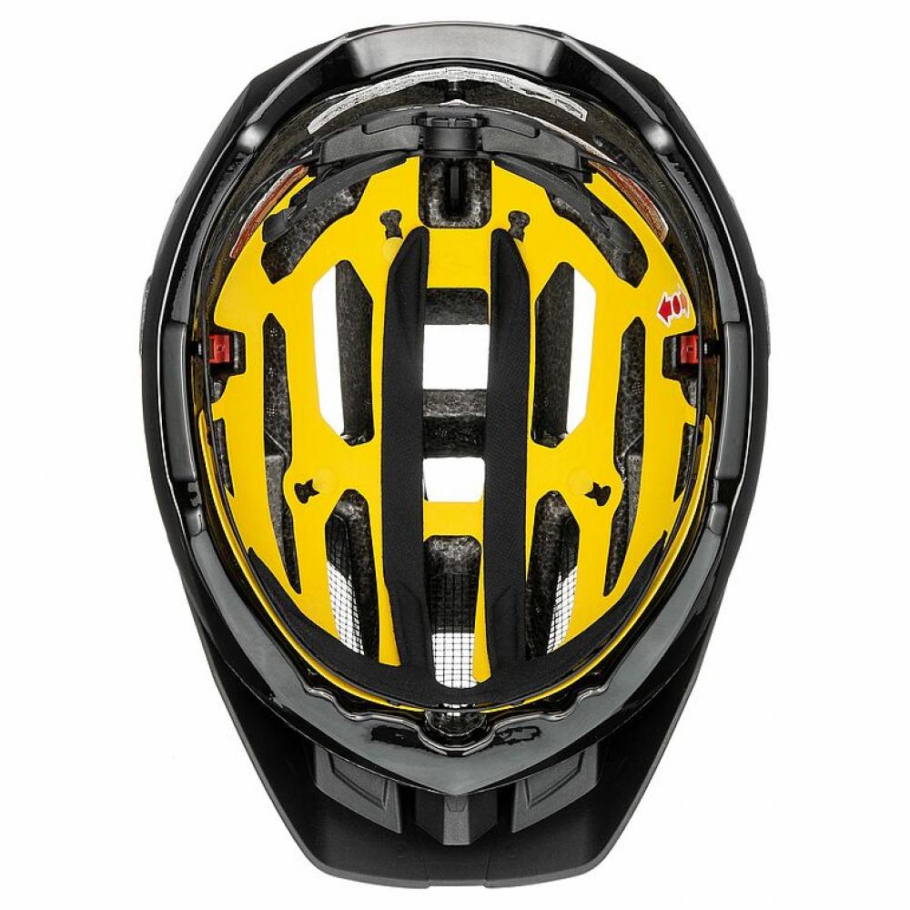 Uvex Quatro cc MIPS MTB-Helm black matt, Innenansicht mit gelbem MIPS-Liner.