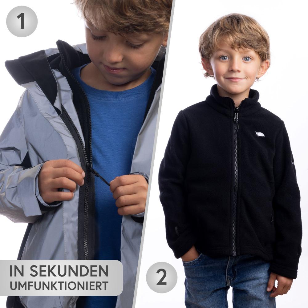 Valkental Kinderjacke 3in1 mit Fleece Zipp-In 104-110 grau