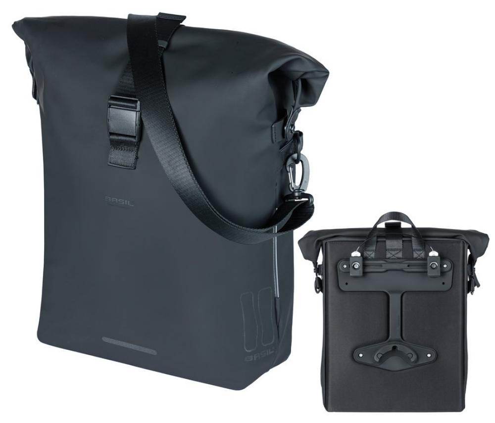 Basil SoHo MIK Side Umhängetasche 17 Liter - wasserdicht, Rolltop, MIK-Side-Montage, IPX3, Nordlicht, nachtschwarz