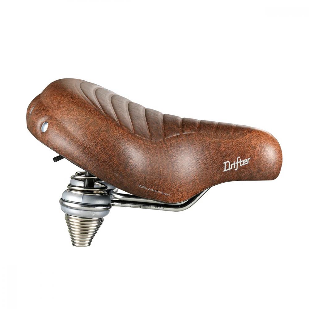 Brauner Selle Royal Drifter Plus Fahrradsattel mit doppelten Federn, Royalgel für Komfort und Royal Vacuum Light.