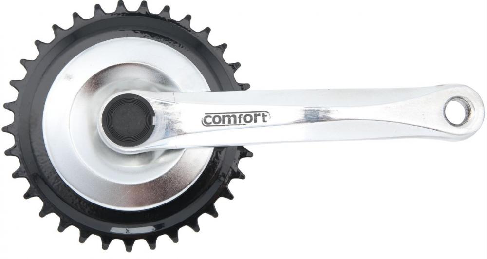 AMAR Kettenradgarnitur Vierkant 170 mm Alu-Kurbeln silber, 33 Zähne Stahl-Kettenblatt schwarz, verchromte Scheibe, Pedalgewinde 9/16", passend für 1/8" und 3/32" Ketten