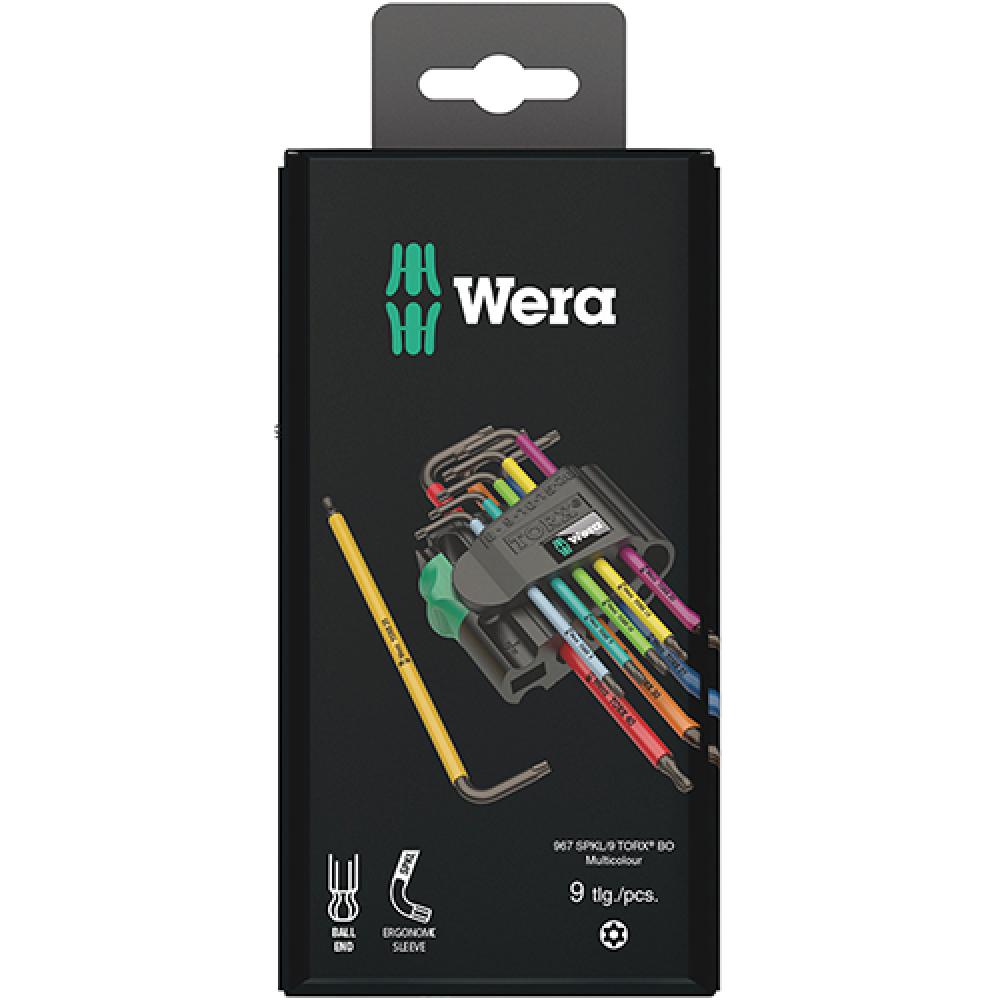 Wera 967/9 TX BO Winkelschlüsselsatz, 9-teilig, mehrfarbig, mit Kugelkopf und ergonomischer Hülse.