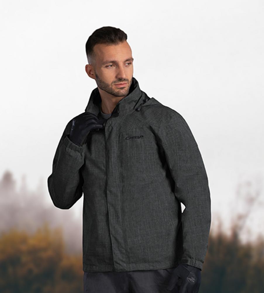 CHIBA Rainjacket Herren - wasserdicht, winddicht, atmungsaktiv, reflektierend, schwarz, Größe S