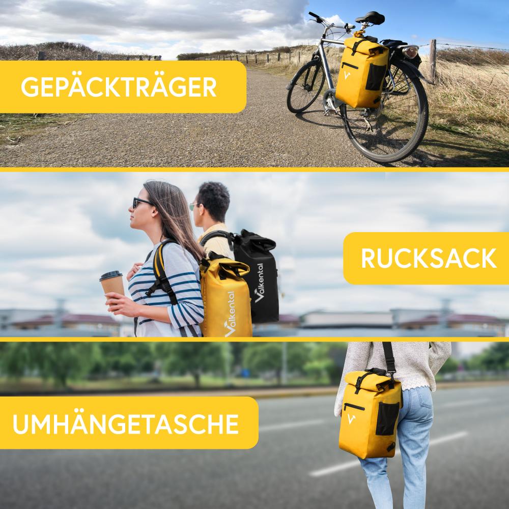 Valkental Rucksack ValkOne 3in1 Fahrradtasche gelb