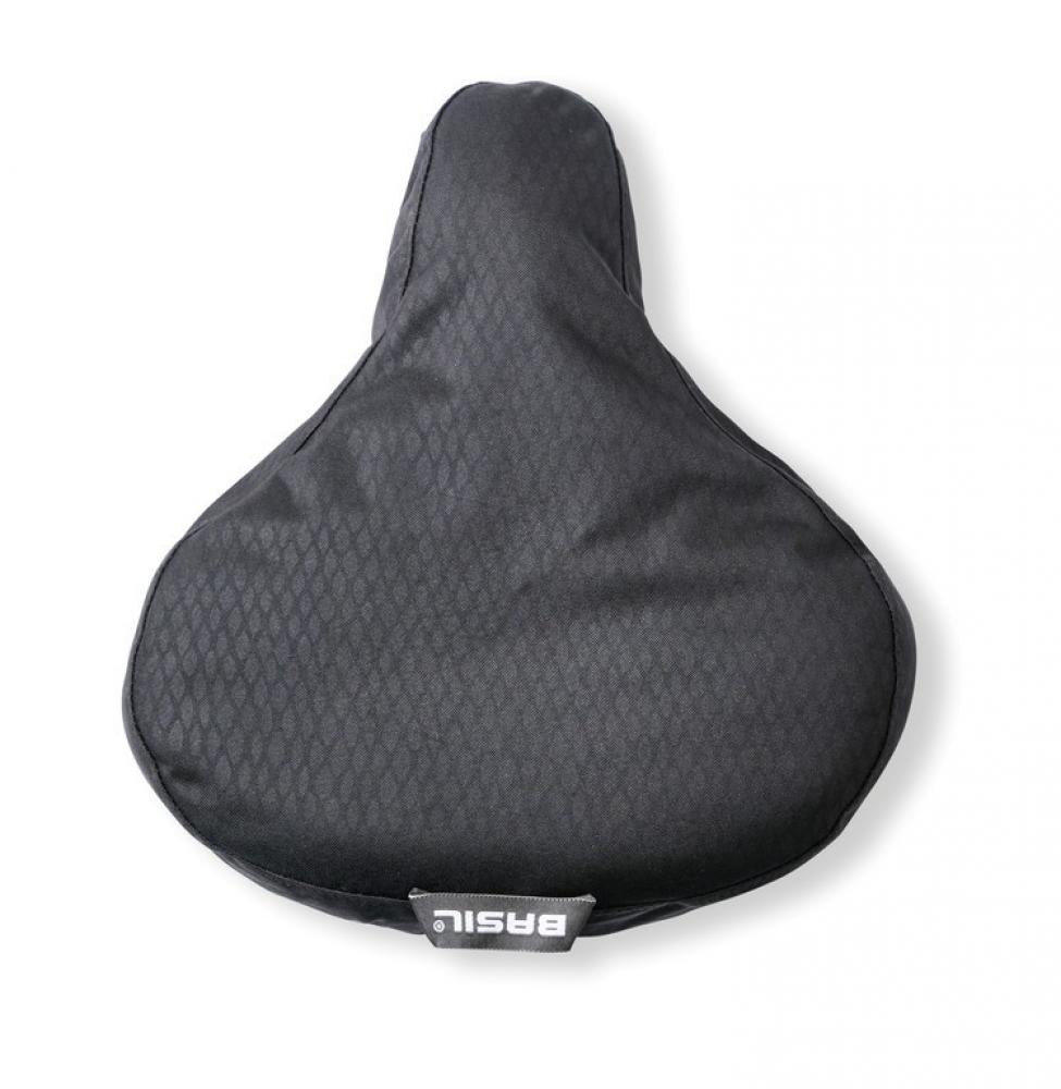 Schwarzer Basil Sattelüberzug Noir midnight black für Fahrräder, wasserdicht.