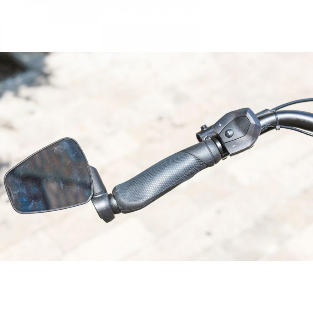 Zéfal Dooback II Fahrradspiegel links am E-Bike-Lenker montiert, bruchsicherer Konvexspiegel, schwarz.