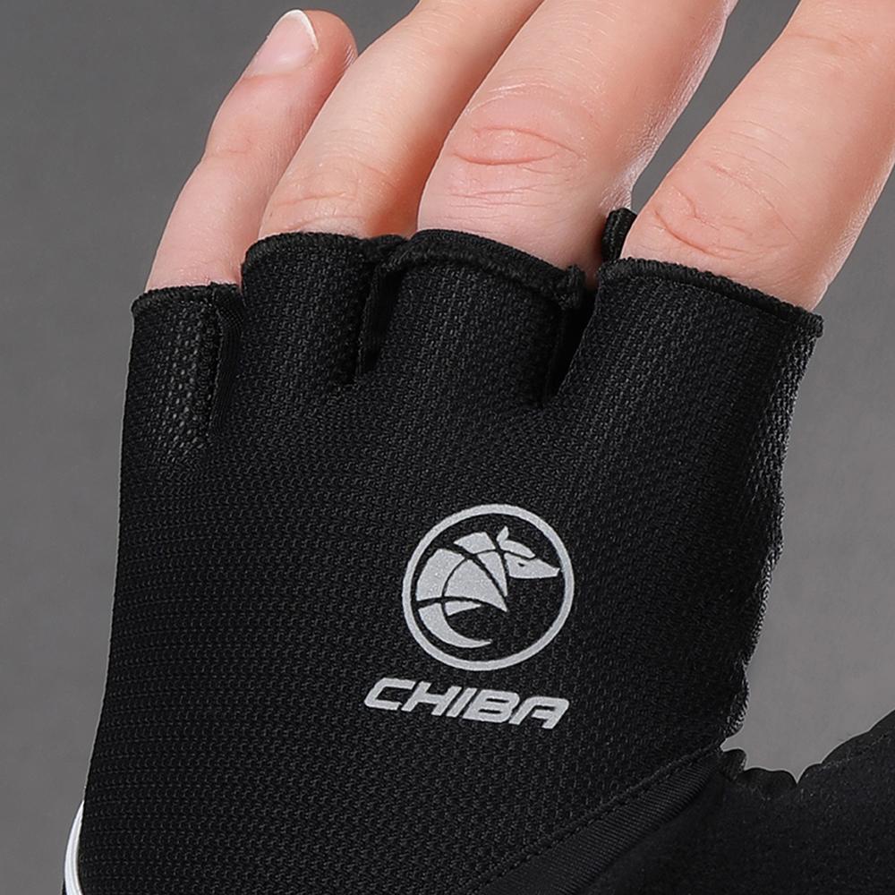CHIBA Sport - Radhandschuhe kurz, schwarz, Größe L, atmungsaktiv, gepolstert