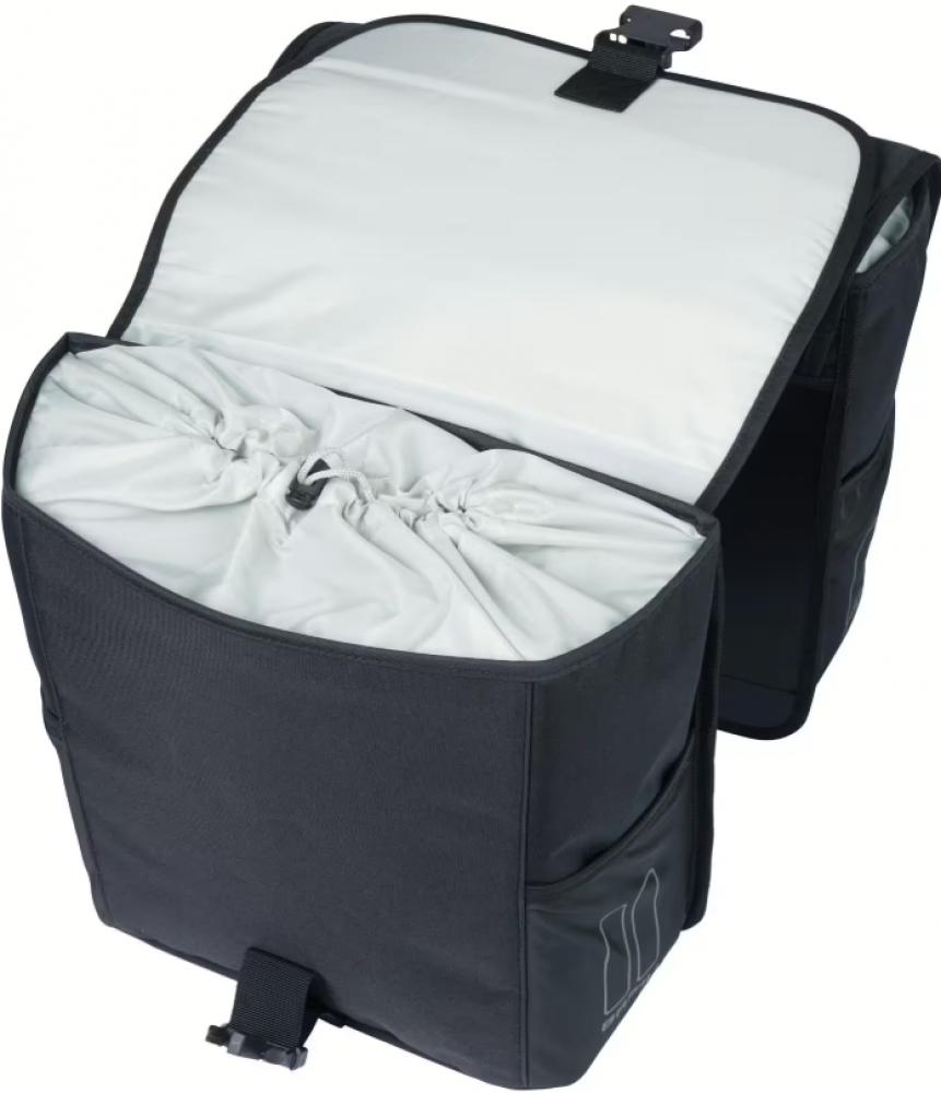 BASIL Go Double MIK 2.0 Doppeltasche 32 Liter - 900D Polyester, Kordelverschluss, Reflexion, vormontierte MIK 2.0 Adapterplatte