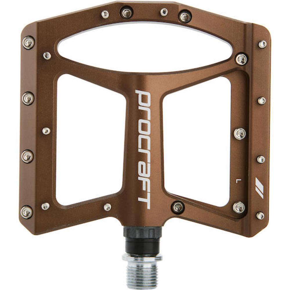 Procraft Pedale Flat Grip Advanced CNC 110 x 108 mm Braun - maximaler Grip & Kontrolle