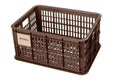 Braune BASIL Crate S Fahrradkiste aus recyceltem Kunststoff (17,5L) für Front-/Heckträger, kompakt und robust.