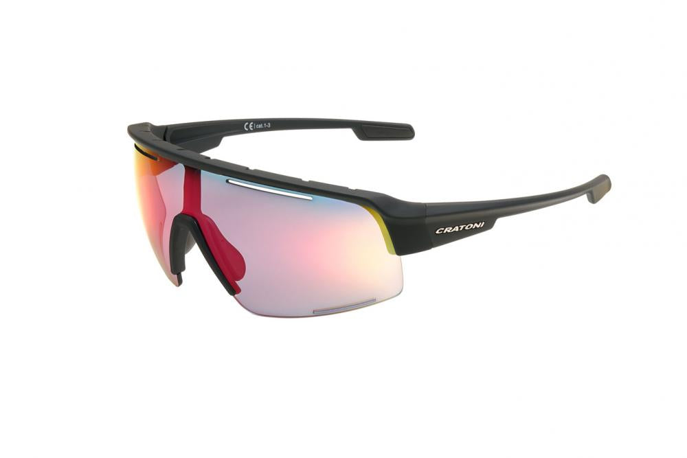 Cratoni Sonnenbrille C-Matic NXT photoch sw rubber, Glas klar, rot verspiegelt