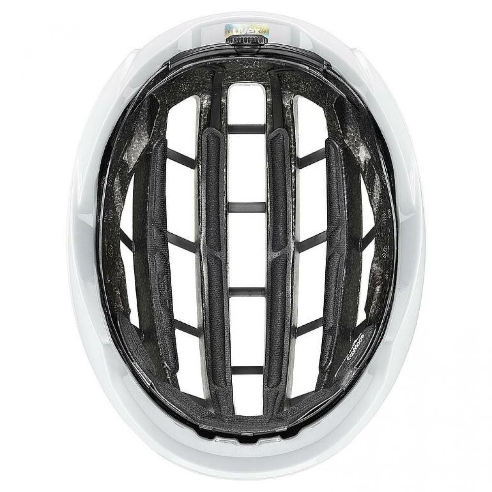 uvex surge Rennradhelm white matt 59-61cm, aerodynamisch optimiert, herausragende Belüftung, Brillengarage, mit Team Intermarché-Wanty entwickelt, optionales Aero-Cover