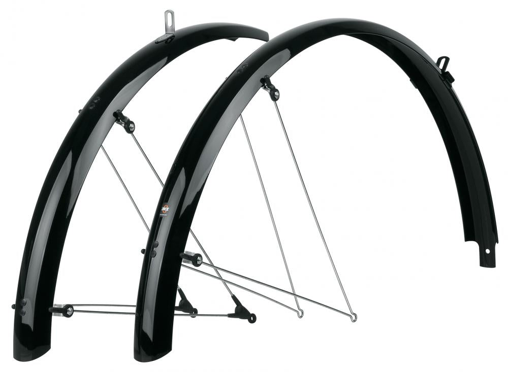 SKS BLUEMELS Basic Schutzblechset, schwarz, 55mm, für 28 Zoll Fahrräder, mit Montagezubehör.